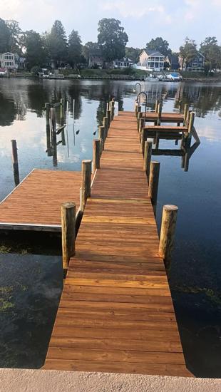 Dock resurfacing near the Chesapeake Bay in Annapolis, MD, enhancing durability and appearance